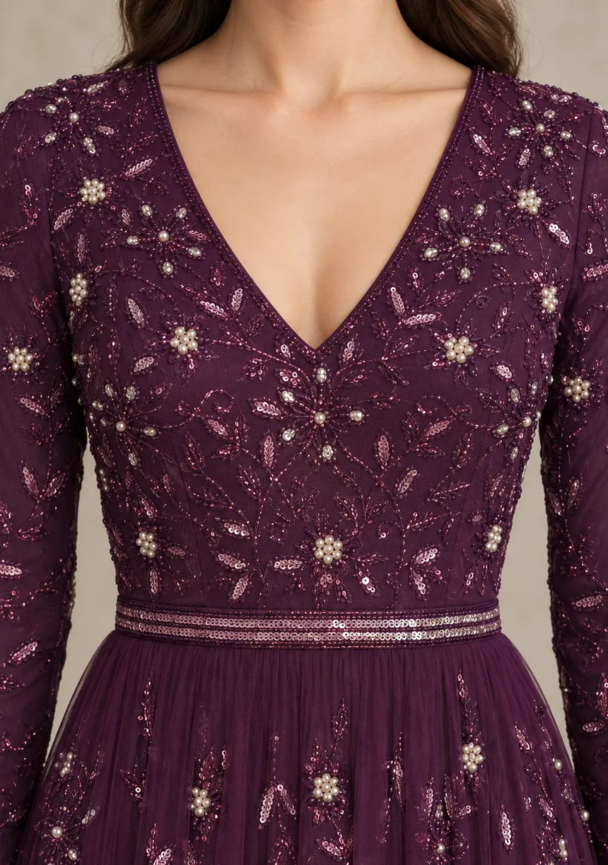 ibBan Women’s Party Long Dress with Hand Embroider -Raneem