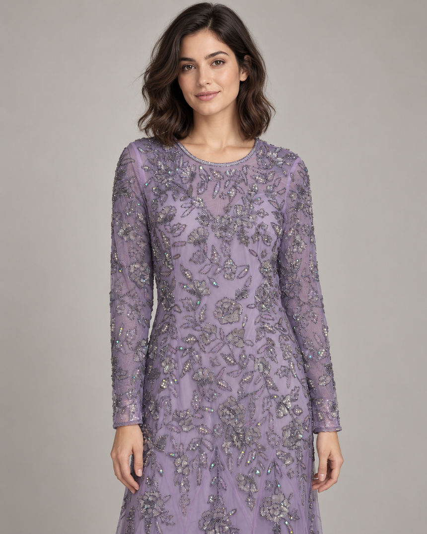 Women’s Party Maxi Dress with Hand Embroidery -