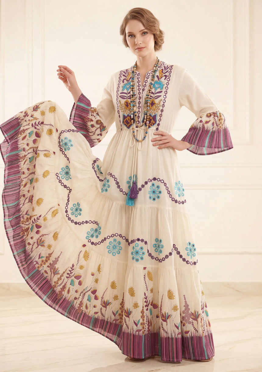 Minivestido de lino para mujer con cuello en V - Romi