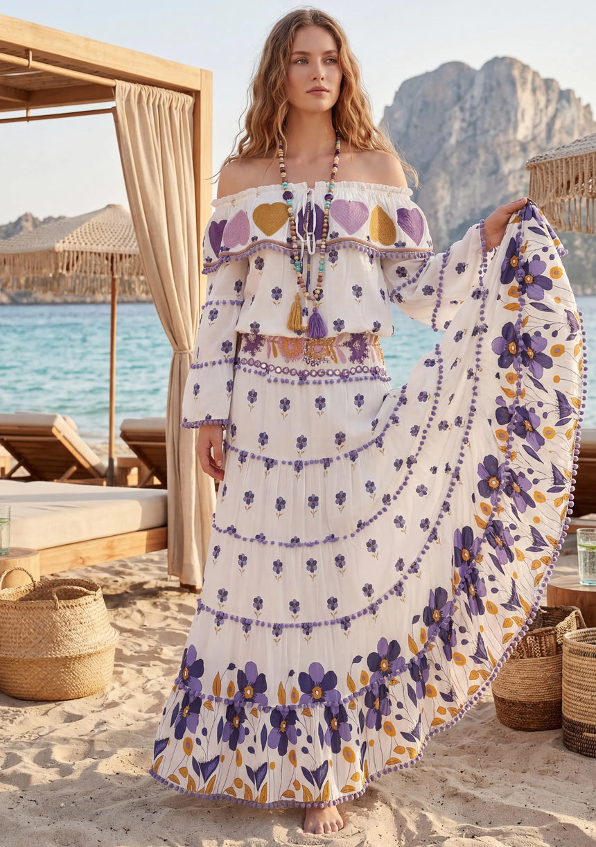 Women's Cotton Maxi Dress Bardot - Sharbi