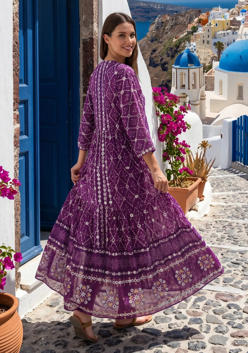 ibBan Hand Embroidered Cotton Maxi Dress | Luxury Boho Resort -Fabiya