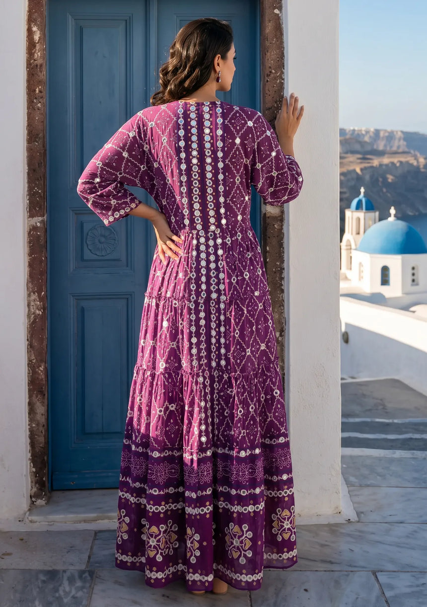 ibBan Hand Embroidered Cotton Maxi Dress | Luxury Boho Resort -Fabiya