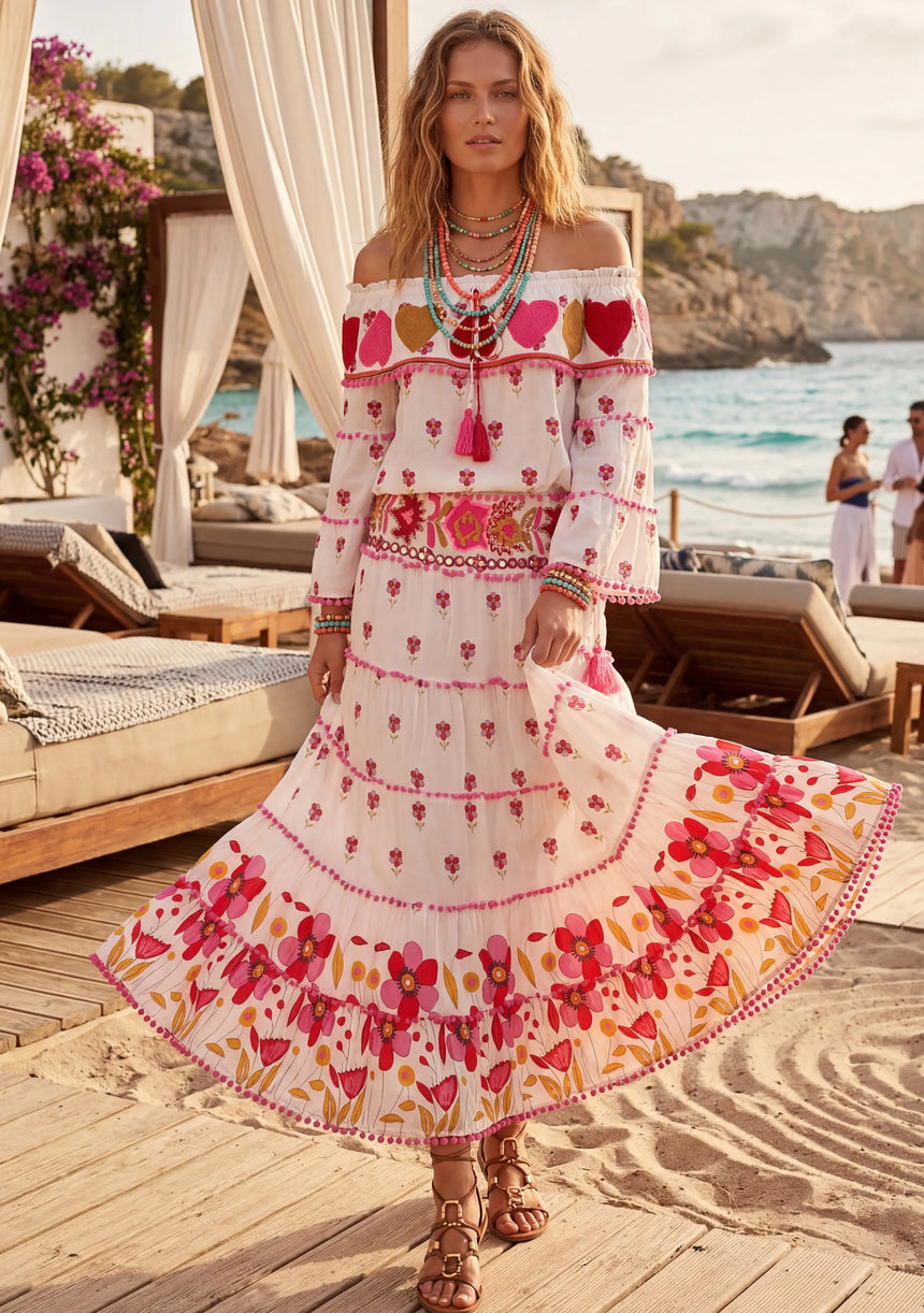 Women's Cotton Maxi Dress Bardot - Sharbi