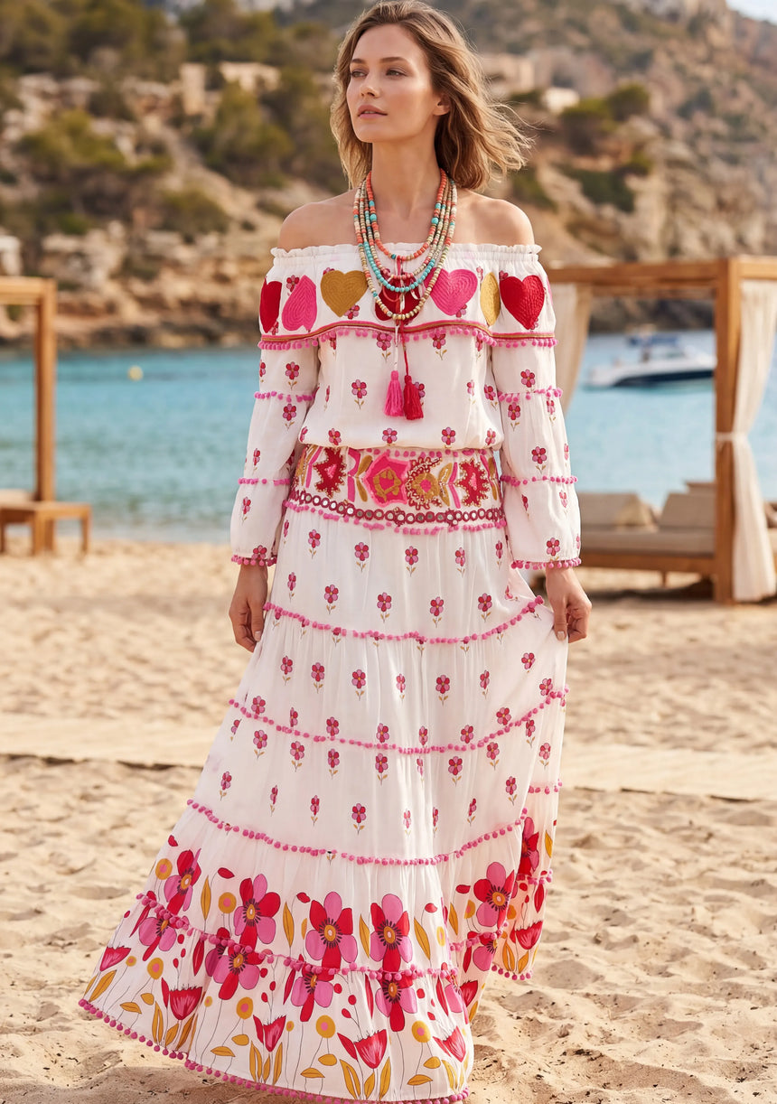 Women's Cotton Maxi Dress Bardot - Sharbi