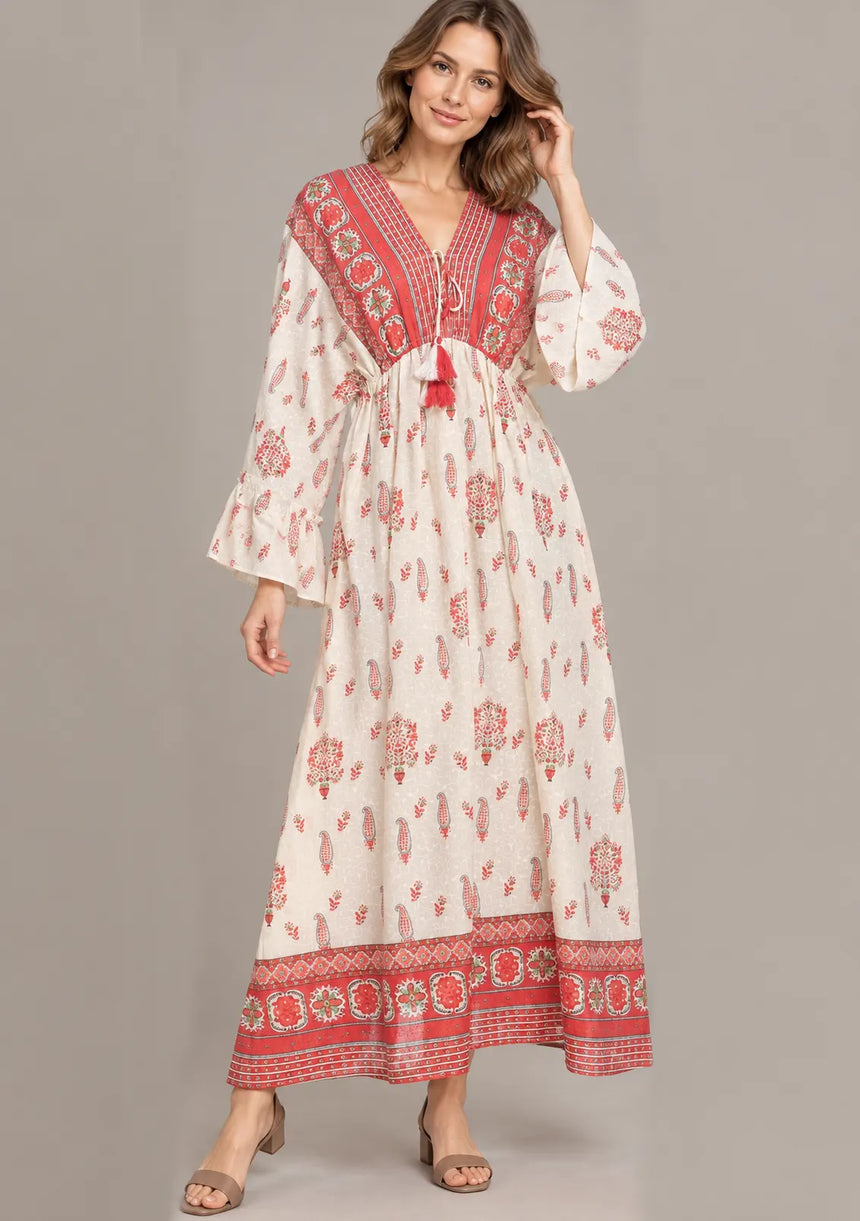 Ibban Summer Cotton Hand-Embroidered Long Dress -Daisey