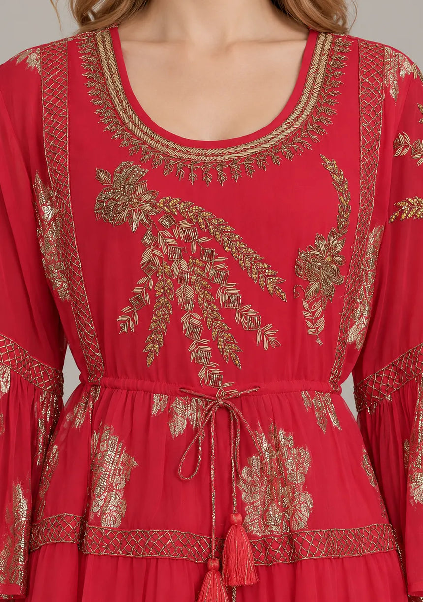 ibBan Women’s Cotton Lurex Embroidered Short Tunic - Soha