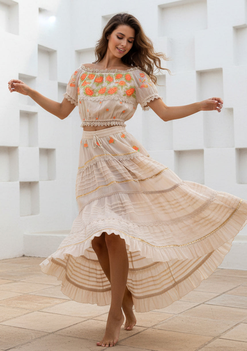 Vestido largo de algodón para mujer - Sama