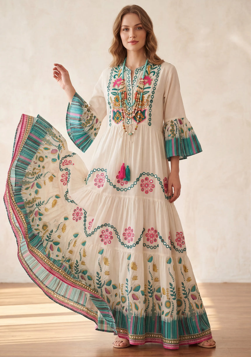 Minivestido de lino para mujer con cuello en V - Romi