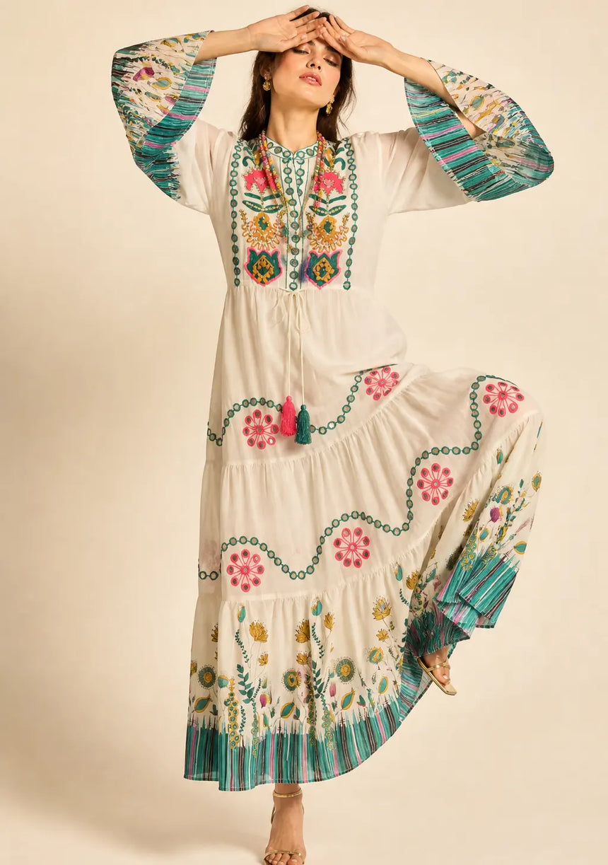 Minivestido de lino para mujer con cuello en V - Romi