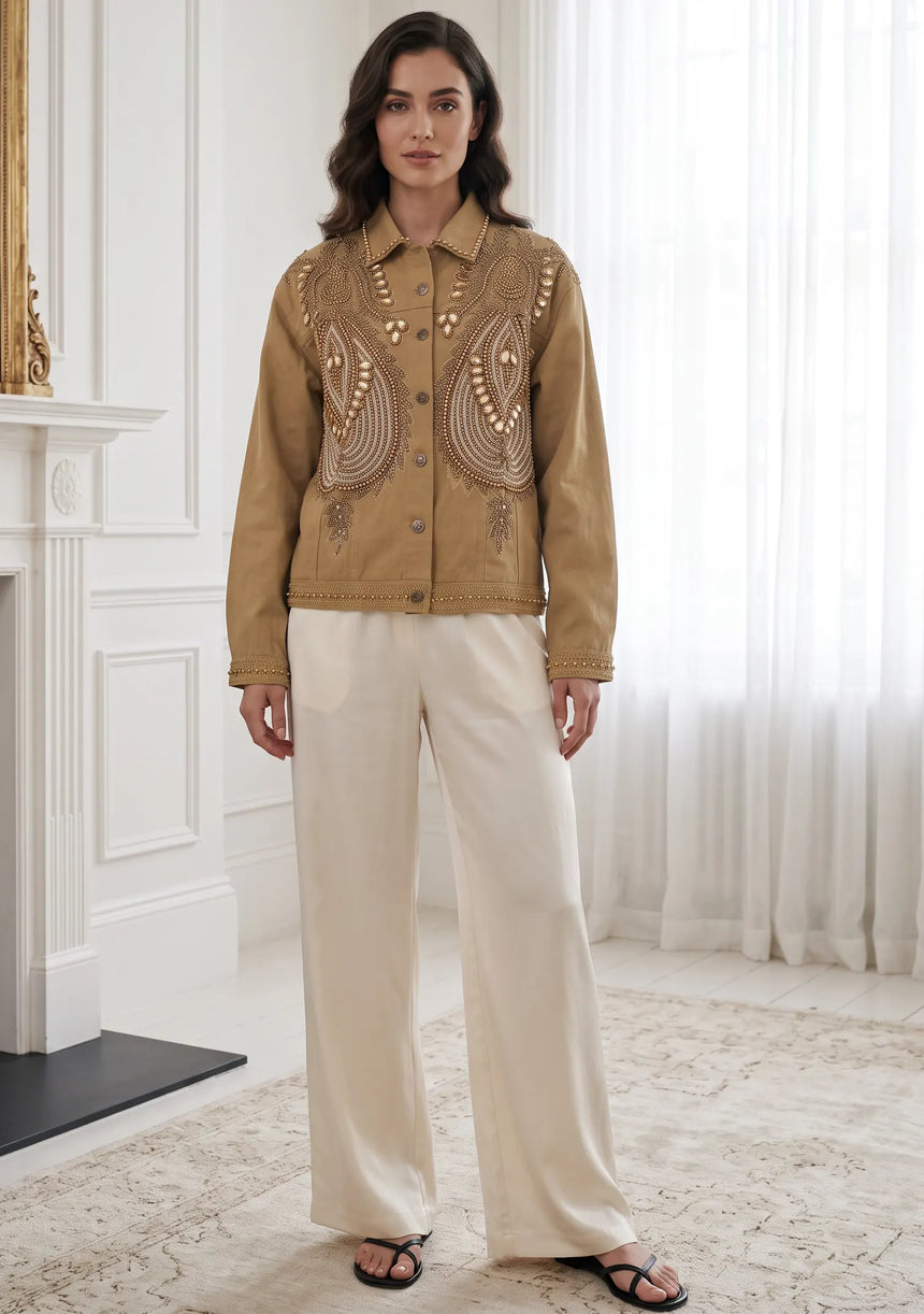 ibBan Women's Hand Embroidered Cotton Jacket - Mira