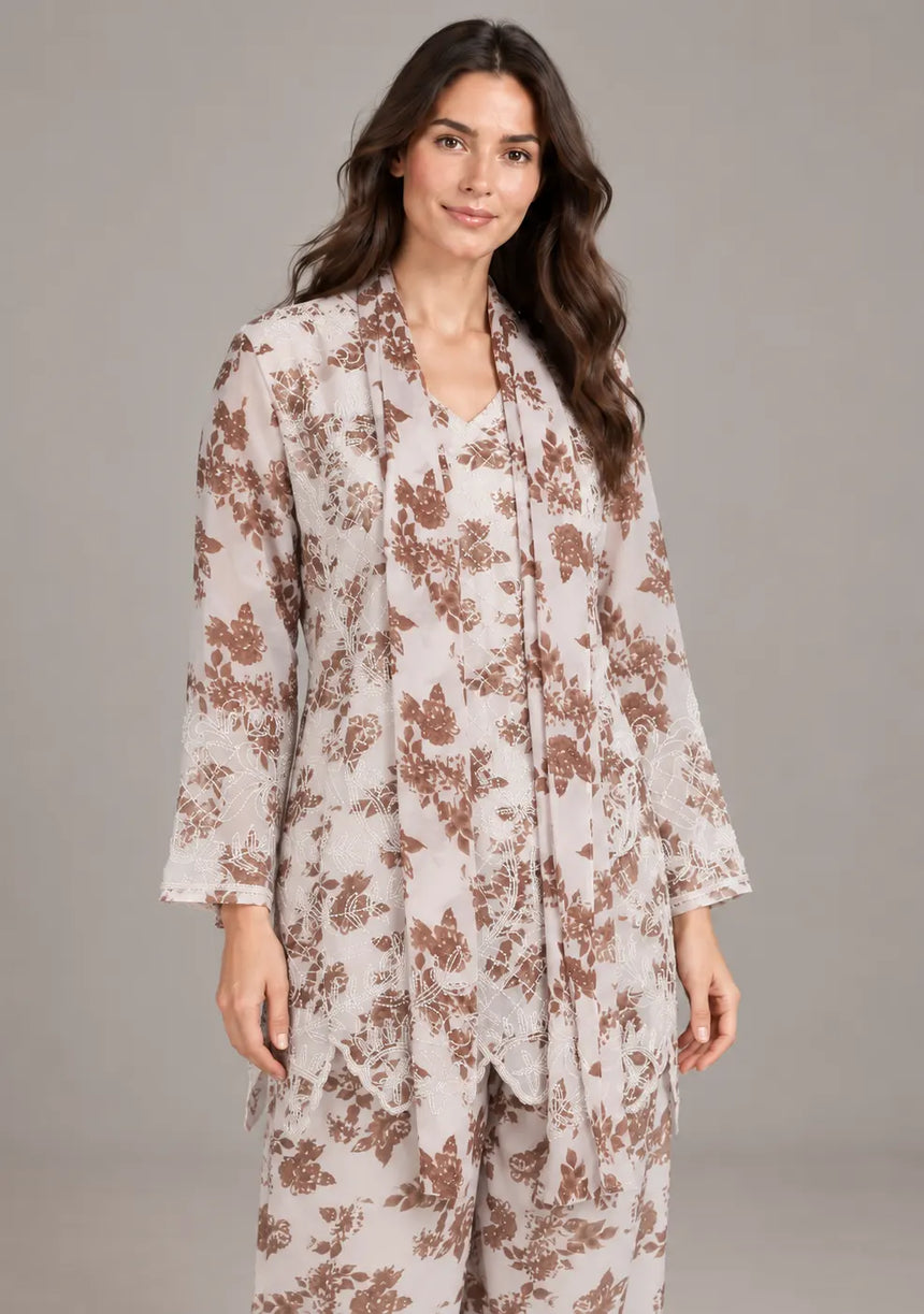 ibBan Women’s Georgette Jacket-Style Kurta Set with Embroidery -Senta