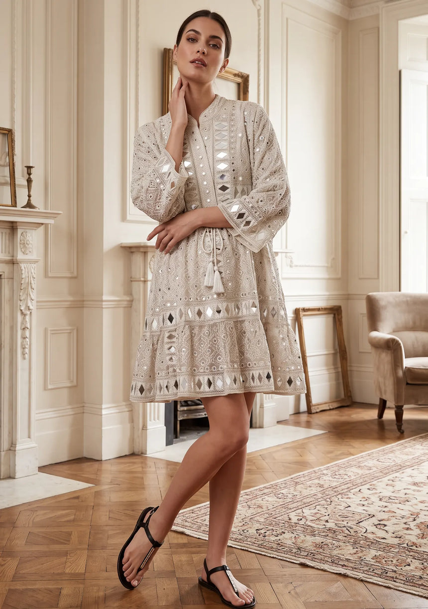 ibBan Women's Hand Embroidered Short Tunic - Corina Short Tunic