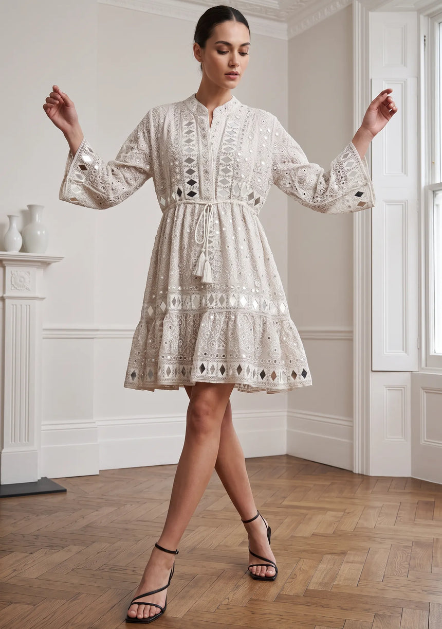 ibBan Women's Hand Embroidered Short Tunic - Corina Short Tunic