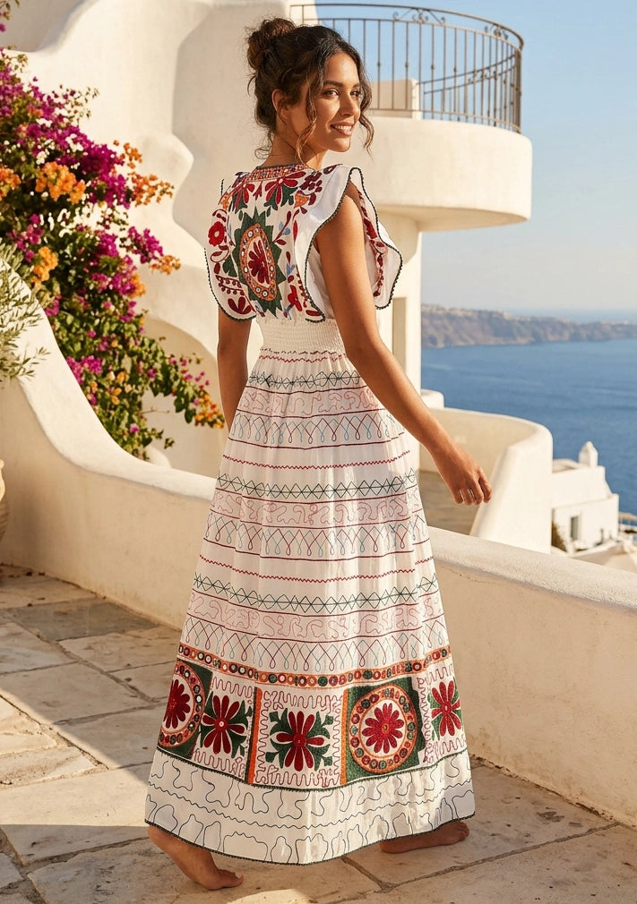 ibBan Hand Embroidered Long Dress | Luxury Bohemian Long Dress - Orla