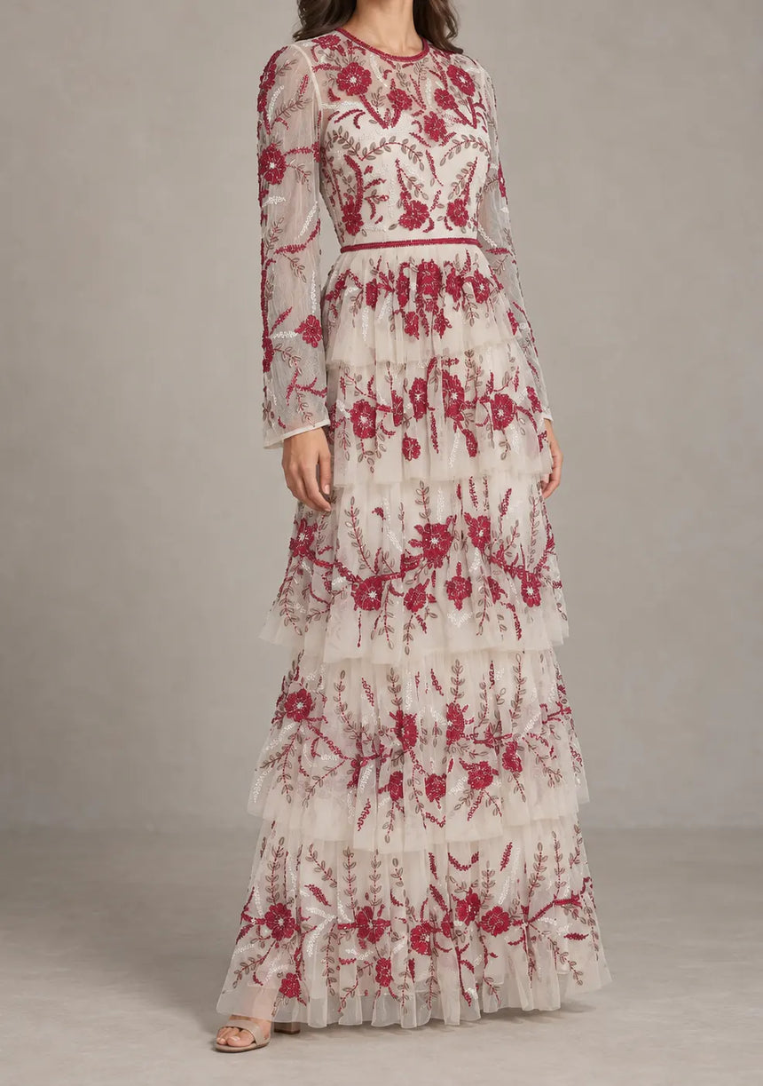 Women’s Party Dress with Hand Embroidery - Naegiza