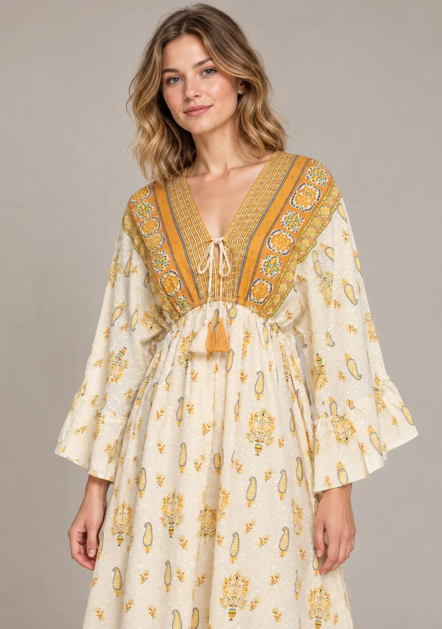 Ibban Summer Cotton Hand-Embroidered Long Dress -Daisey