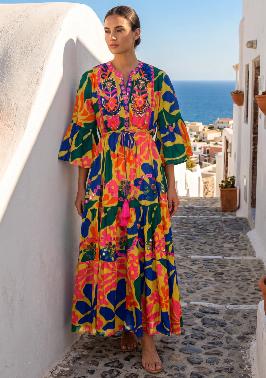 ibBan Multicolour Printed Cotton Long Tunic - Zohal