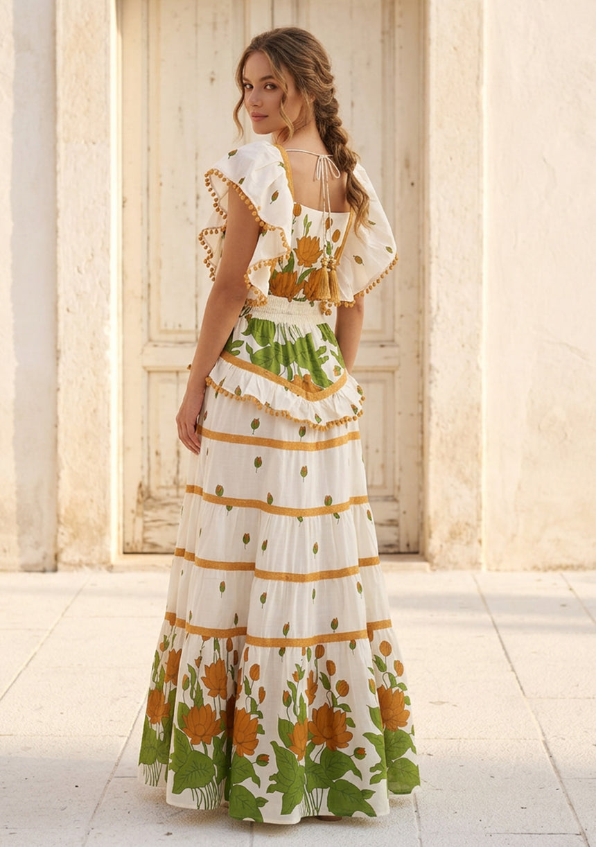 ibBan Hand Embroidered Cotton Maxi Dress-Akira Long Dress