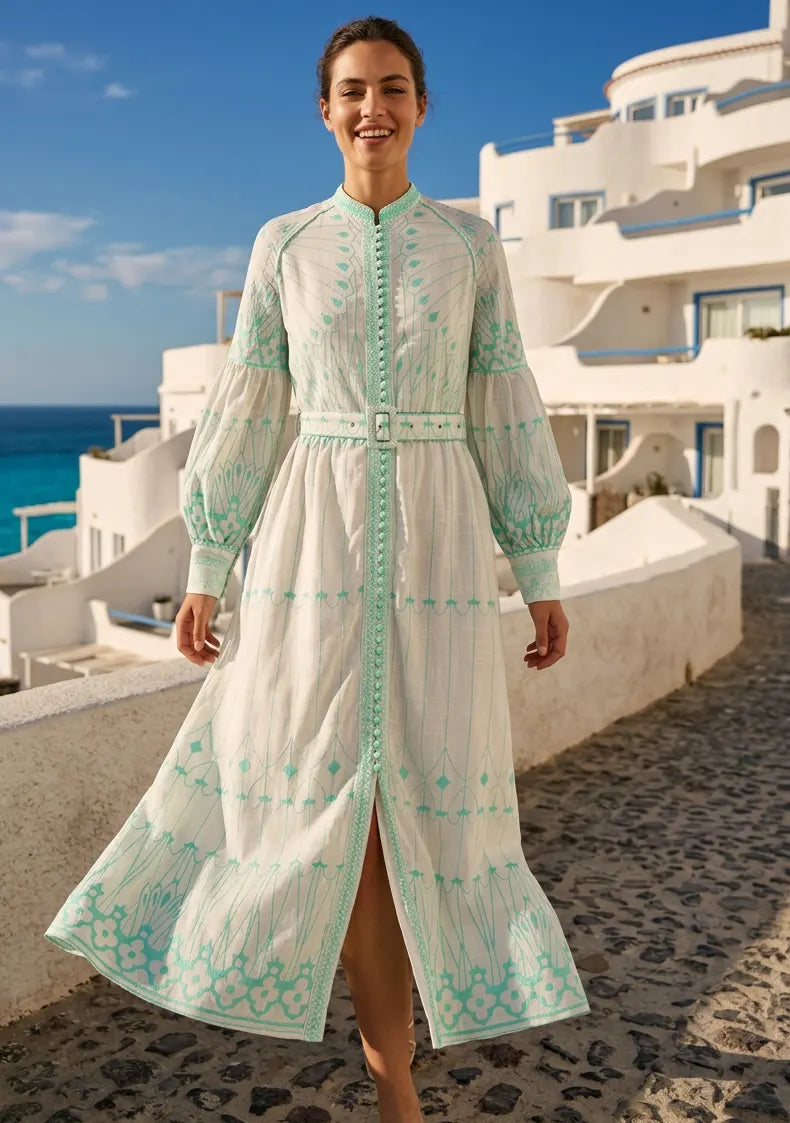 ibBan Cotton Long Dress with Hand Embroidery | Women's - Meerab Long Dress