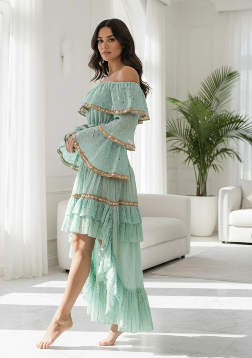 ibBan Women’s Hand Embroidered Skirt & Blouse Set - Umida