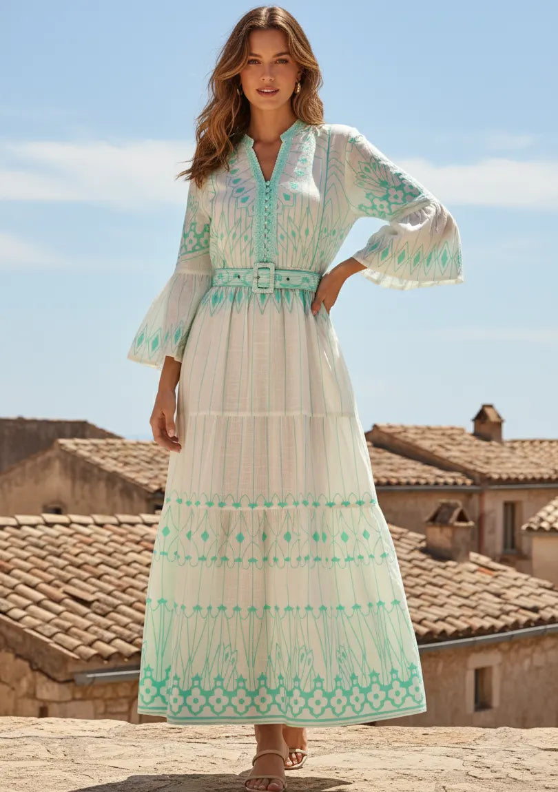ibBan Cotton Long Tunic Dress with Hand Embroidery - Meerab Long Tunic