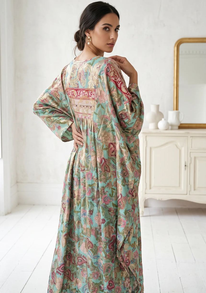 ibBan Premium Lurex Kaftan Dress with Hand Embroidery -Kamla Kaftan