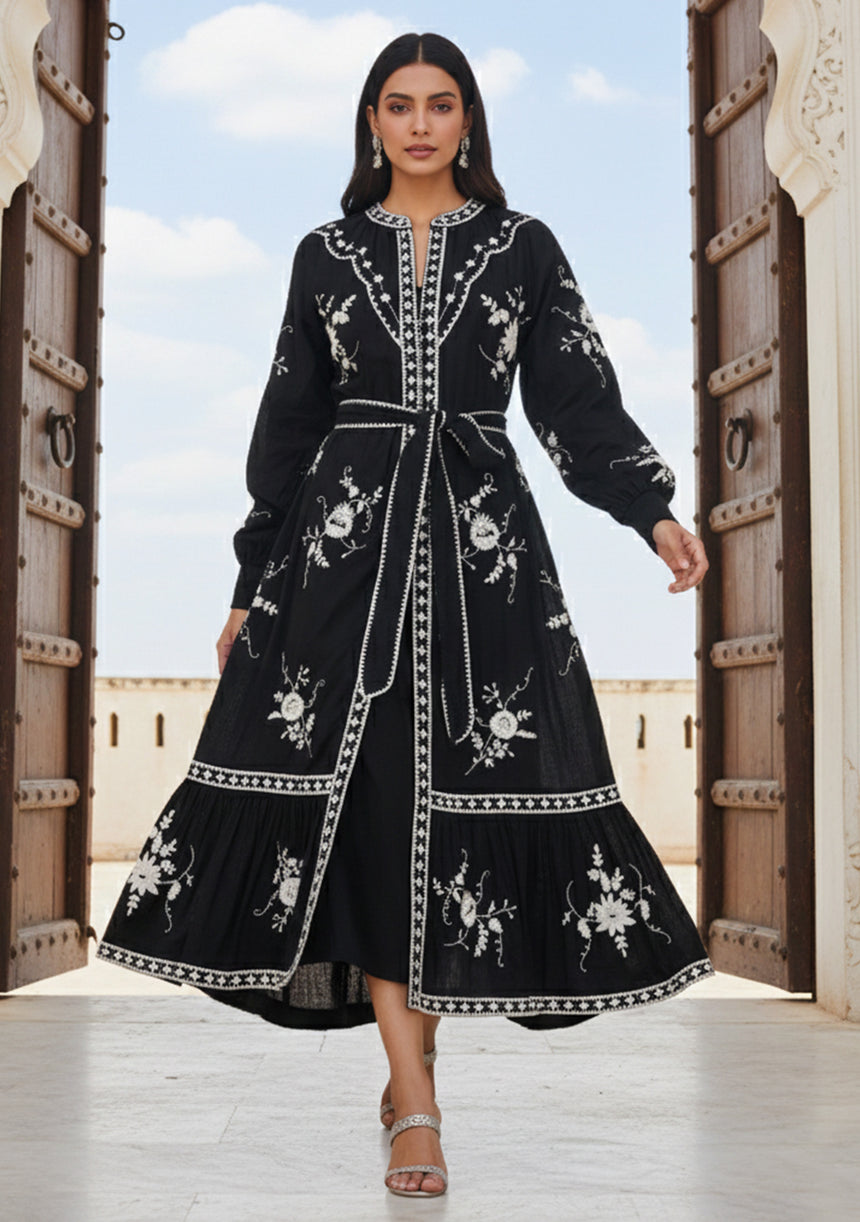 Vestido largo de algodón para mujer - Bisma