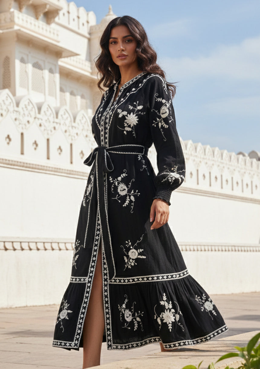 Vestido largo de algodón para mujer - Bisma
