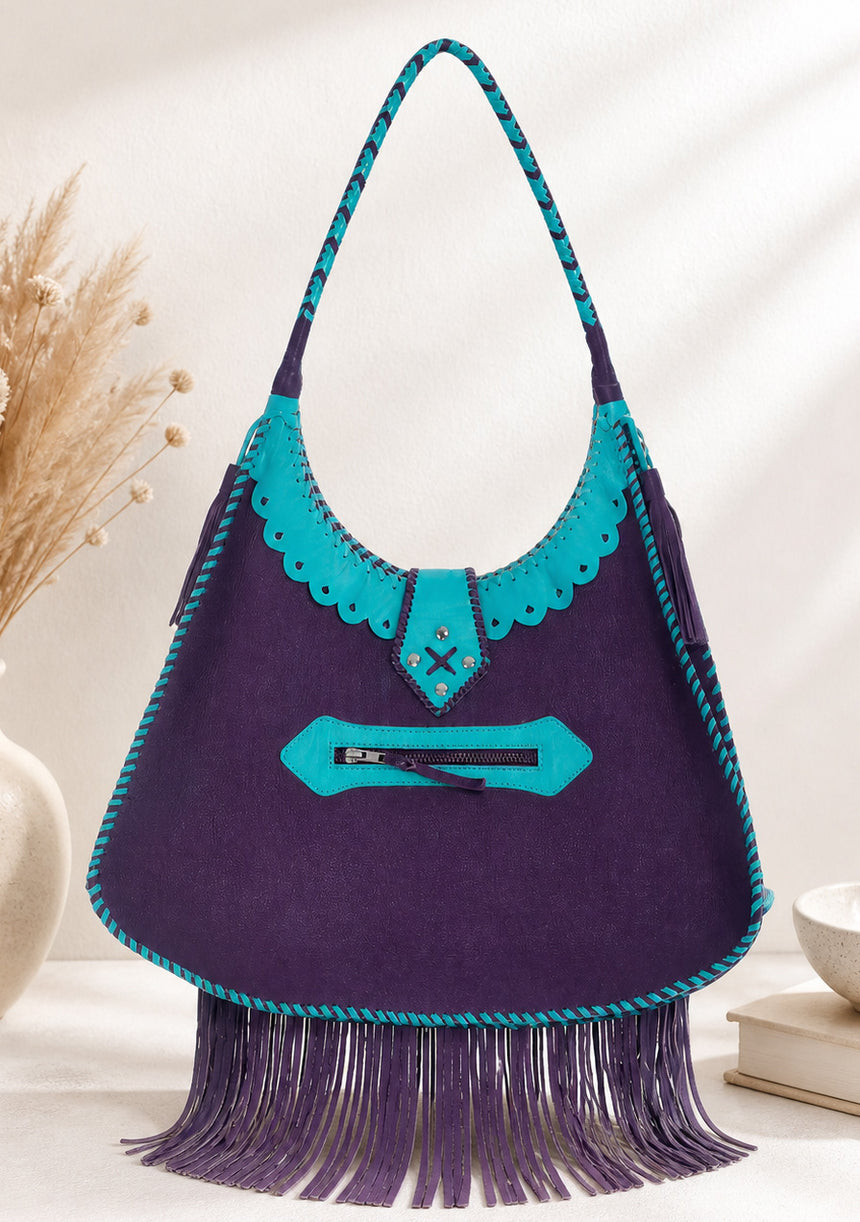 Bolso de cuero bordado para mujer - Ibiza