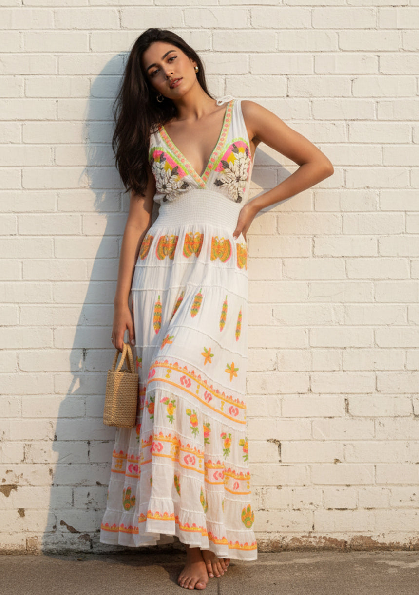 Vestido largo de algodón para mujer - Ava