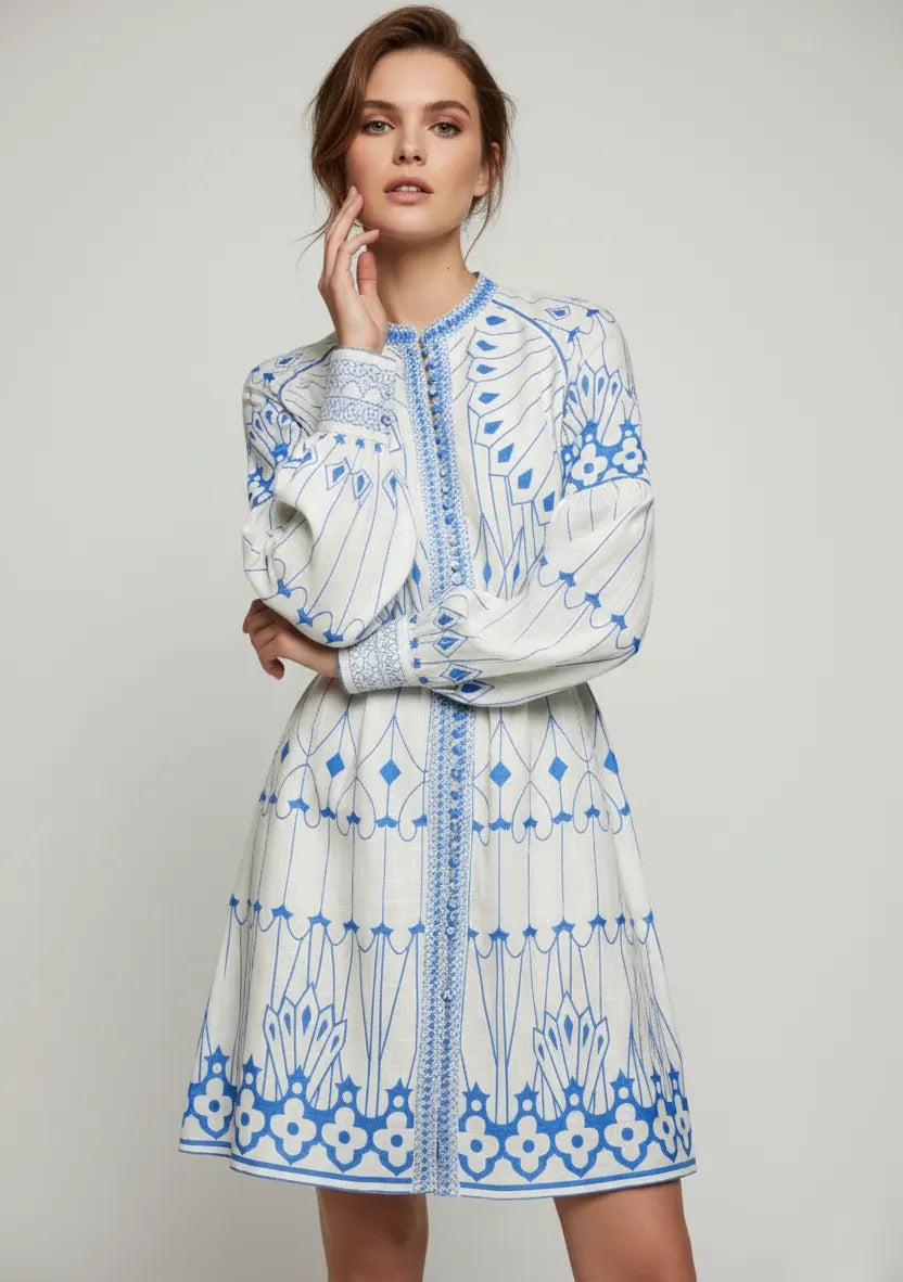 ibBan Cotton Short Dress with Hand Embroidery - Meerab Short Dress