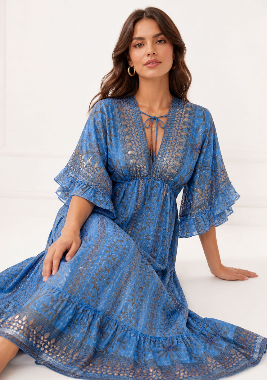 Maxivestido de algodón para mujer - Adiba