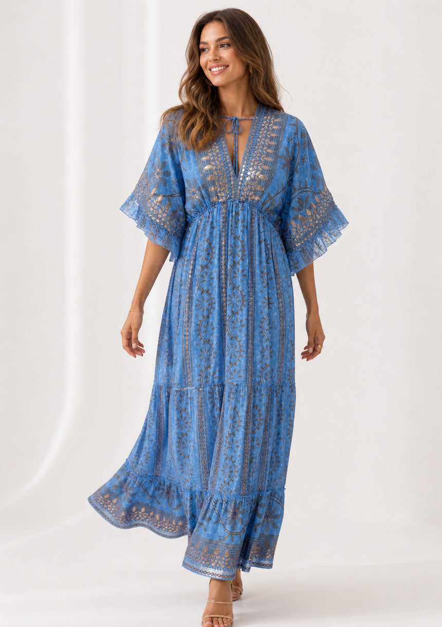 Maxivestido de algodón para mujer - Adiba