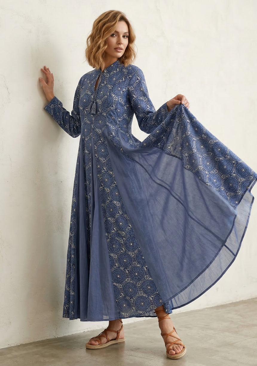 Vestido largo de algodón para mujer - Zoya