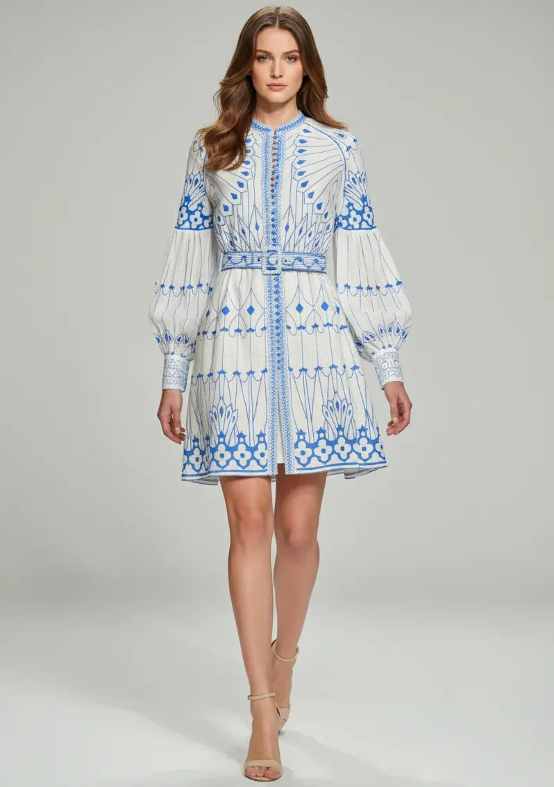 ibBan Cotton Short Dress with Hand Embroidery - Meerab Short Dress