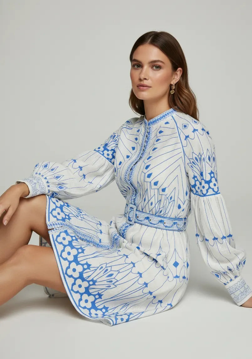 ibBan Cotton Short Dress with Hand Embroidery - Meerab Short Dress