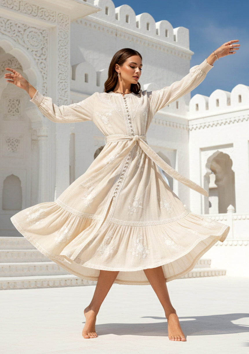 Vestido largo de algodón para mujer - Bisma