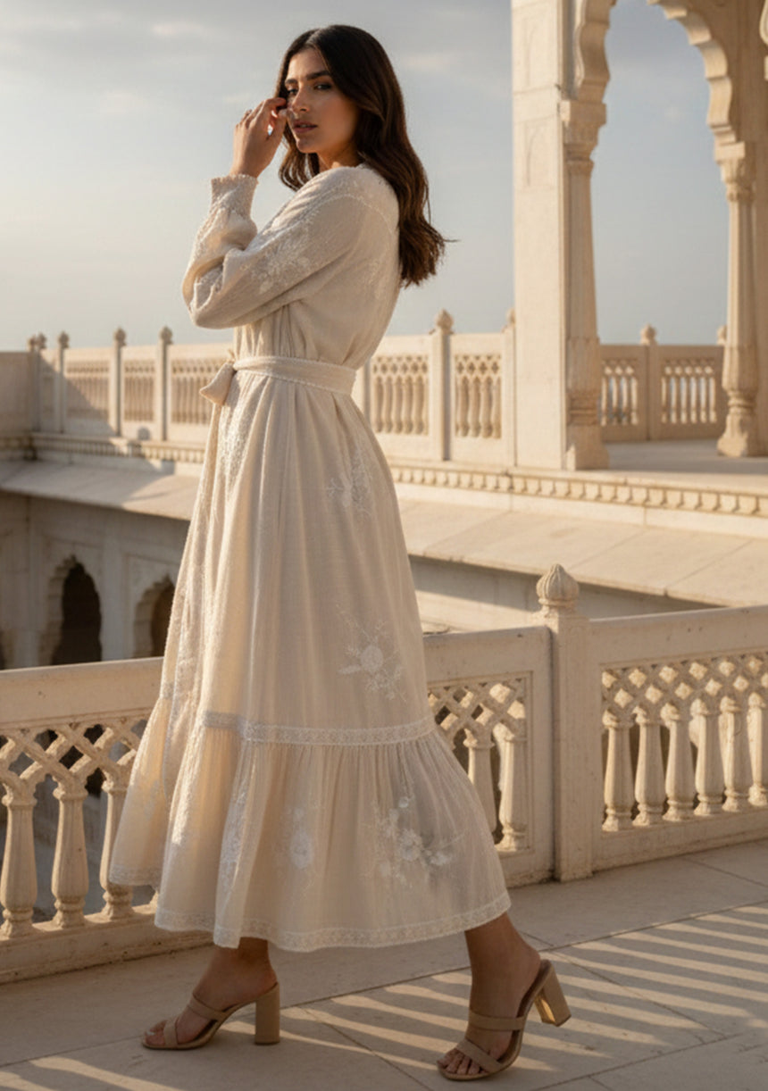 Vestido largo de algodón para mujer - Bisma