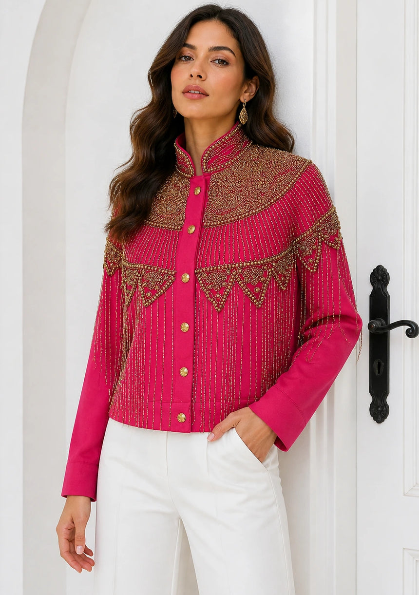 Chaqueta de lona artesanal para mujer - Collar