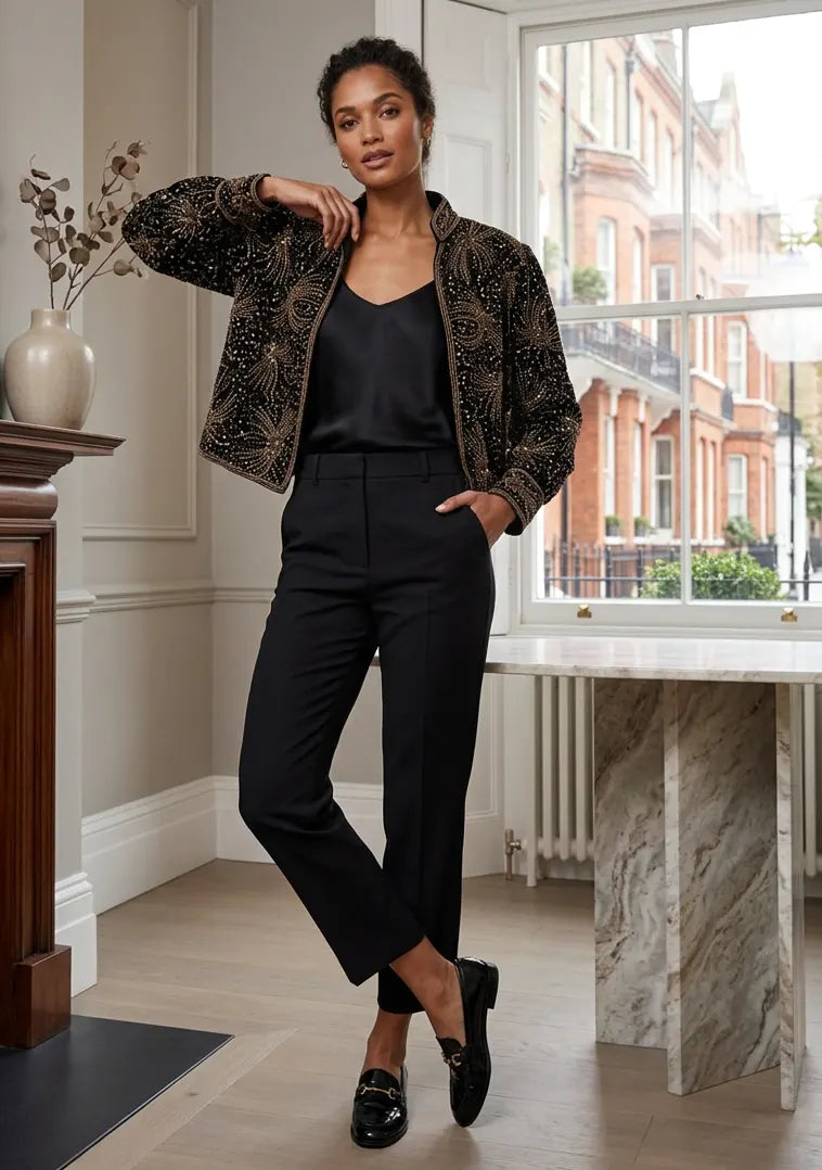 ibBan Luxury Heavy Hand Embroidered Winter Jacket | Women's Designer Statement Jacket - Idli