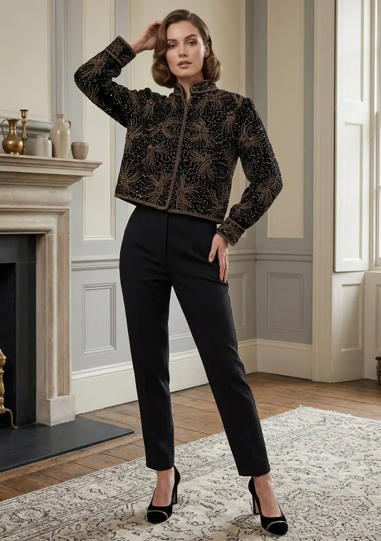 ibBan Luxury Heavy Hand Embroidered Winter Jacket | Women's Designer Statement Jacket - Idli