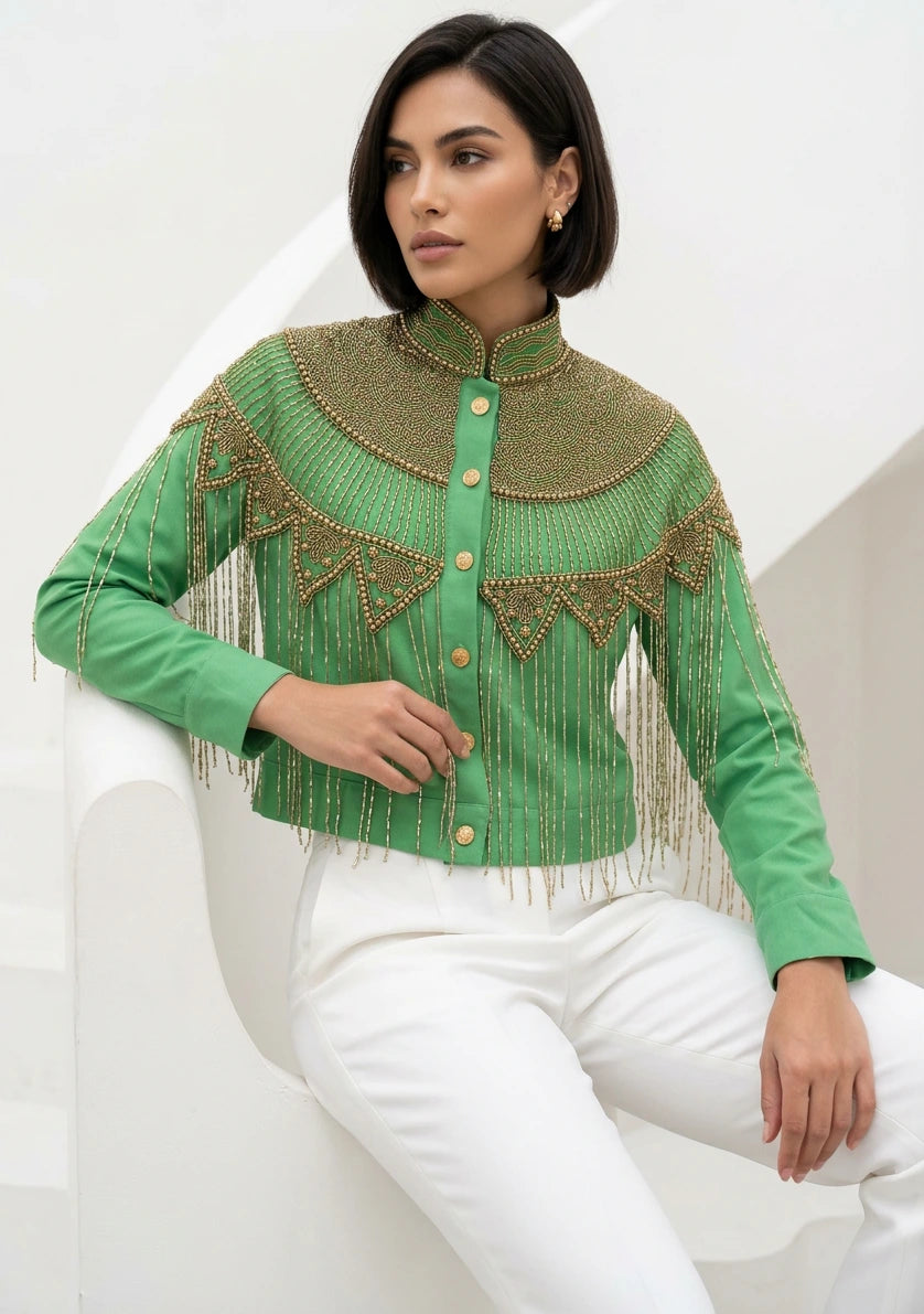 Chaqueta de lona artesanal para mujer - Collar