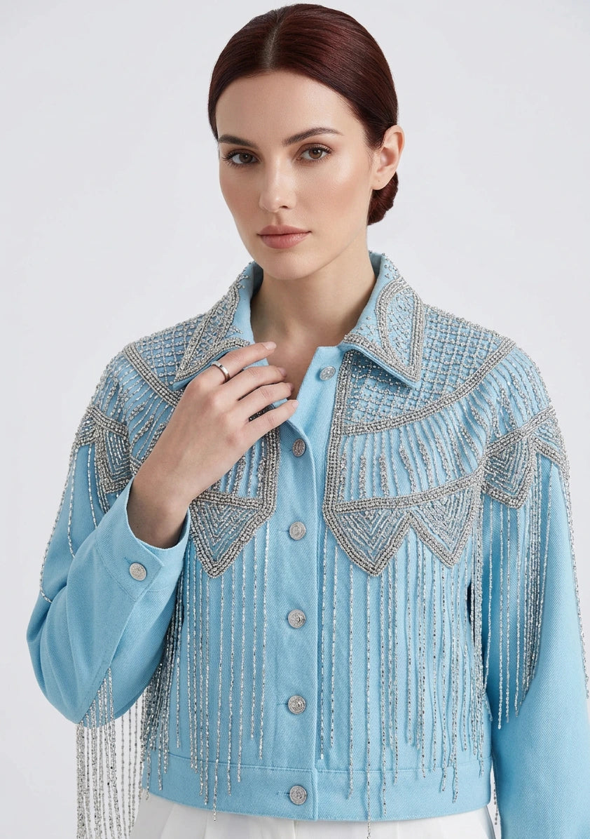 Chaqueta de lona artesanal para mujer - Collar