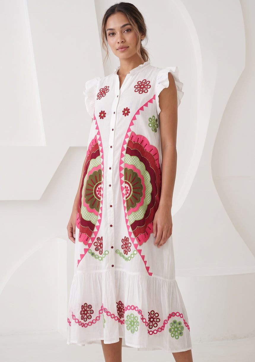 Vestido largo de algodón para mujer - Zaara