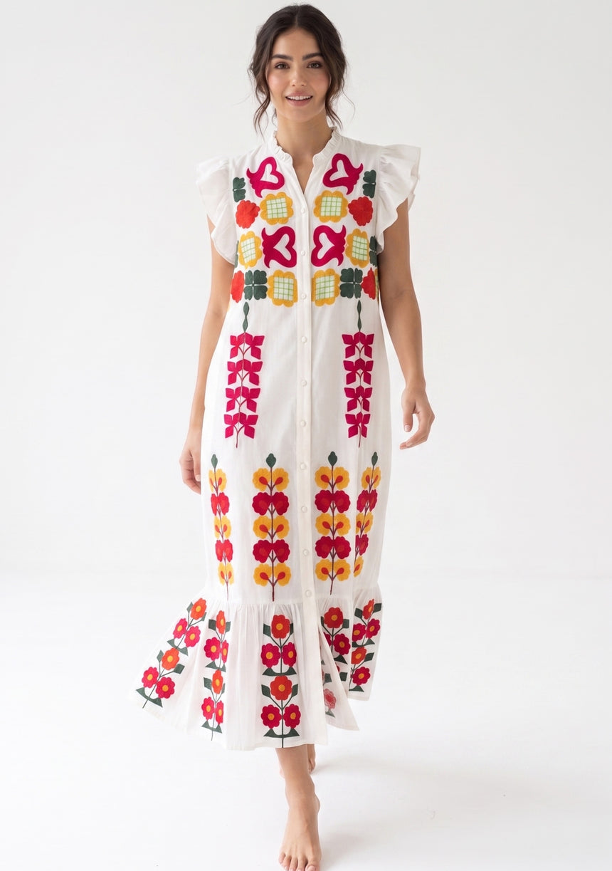 Vestido largo de algodón para mujer - Zaara