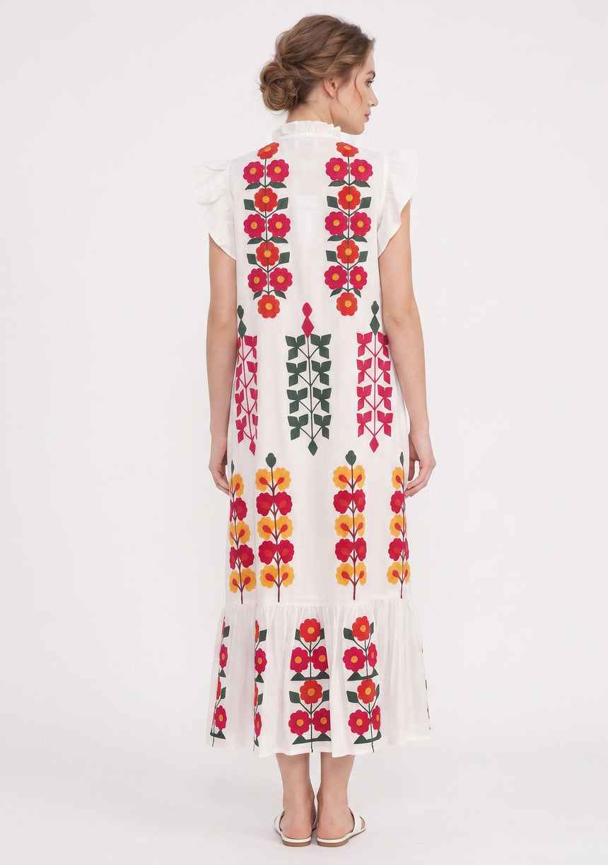 Vestido largo de algodón para mujer - Zaara
