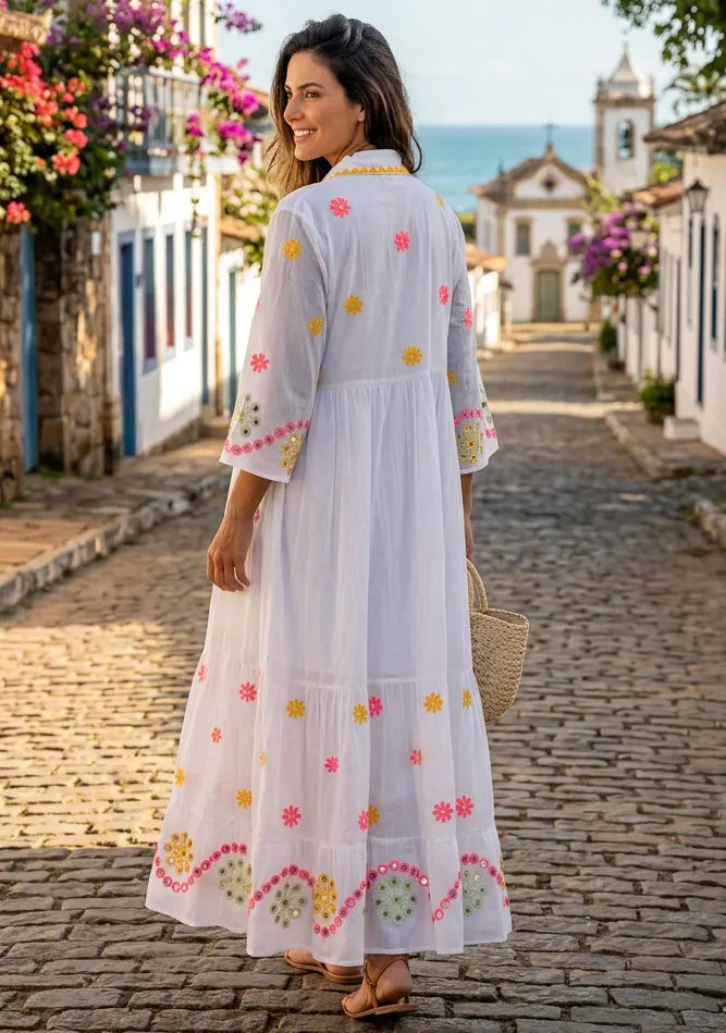 Women's Cotton Long Tunic V-Neck - Sara