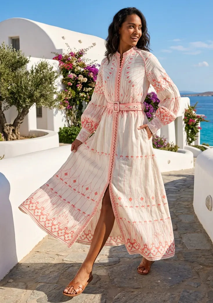 ibBan Cotton Long Dress with Hand Embroidery | Women's - Meerab Long Dress