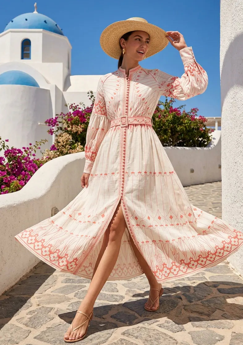 ibBan Cotton Long Dress with Hand Embroidery | Women's - Meerab Long Dress
