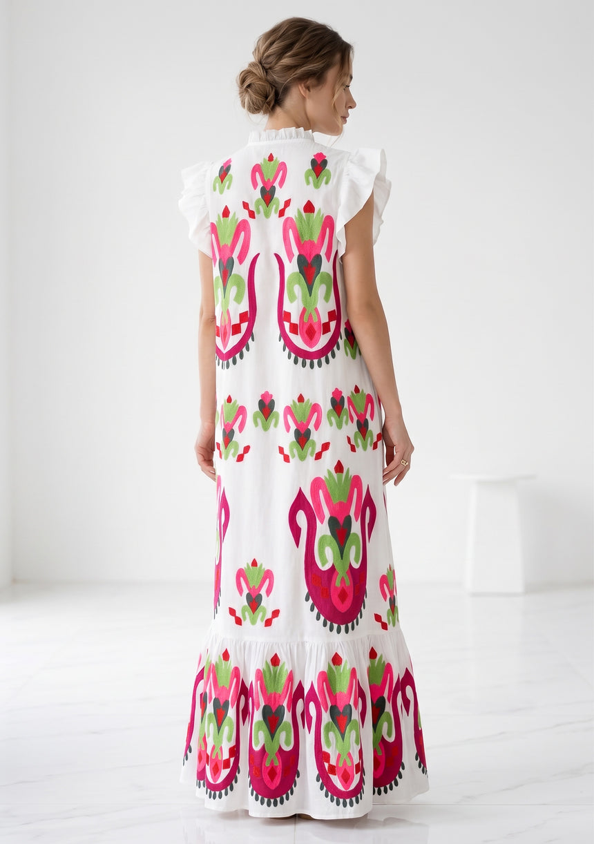 Vestido largo de algodón para mujer - Zaara